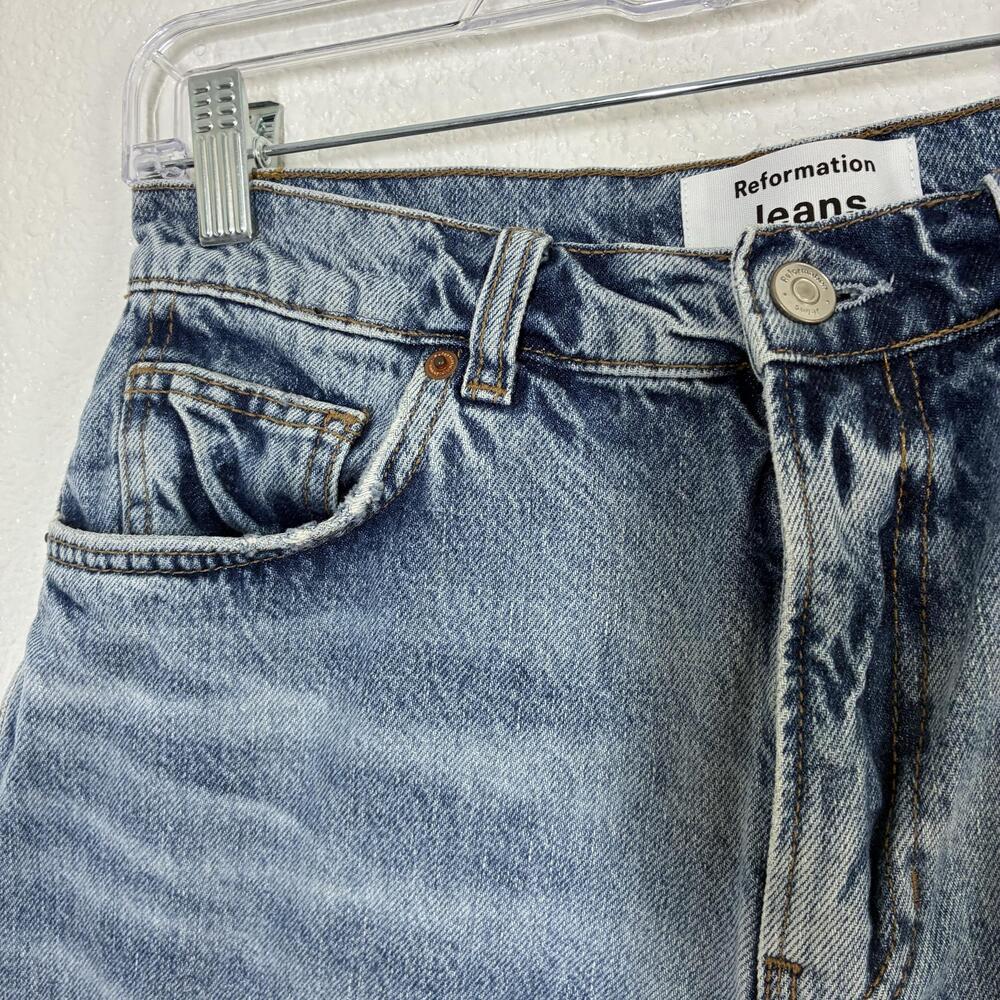 Reformation Wilder Jean Shorts Womens 27 Blue High Rise Relaxed Cut Off Denim - Picture 6 of 16